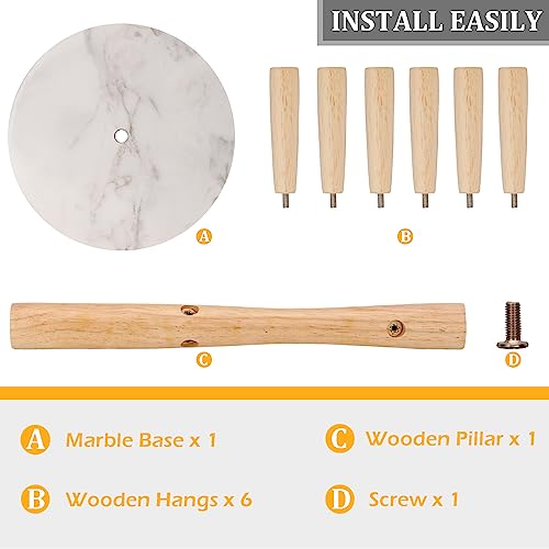 Mug Holder Marble Base with 6 Hooks Coffee Cup Rack Organizer for Countertop