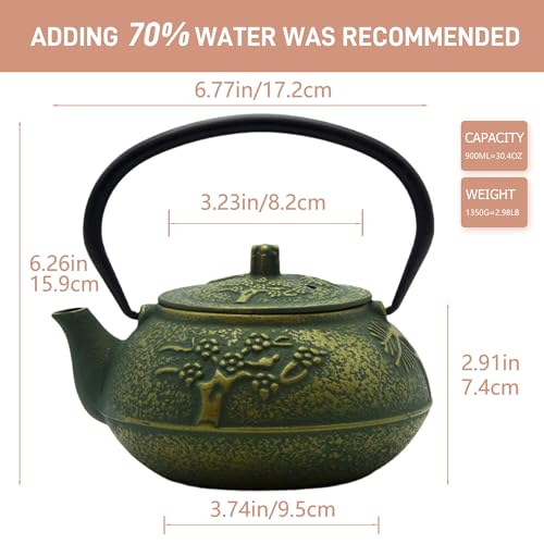 30.4oz Small Cast Iron Tea Kettle