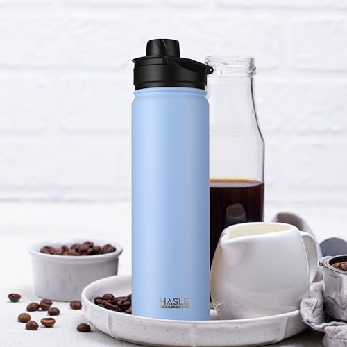 Insulated Water Bottle 22 oz Double Wall Stainless Steel Water Bottle Wide Mouth with Straw Lid & Spout Lid Keeps Cold or Hot