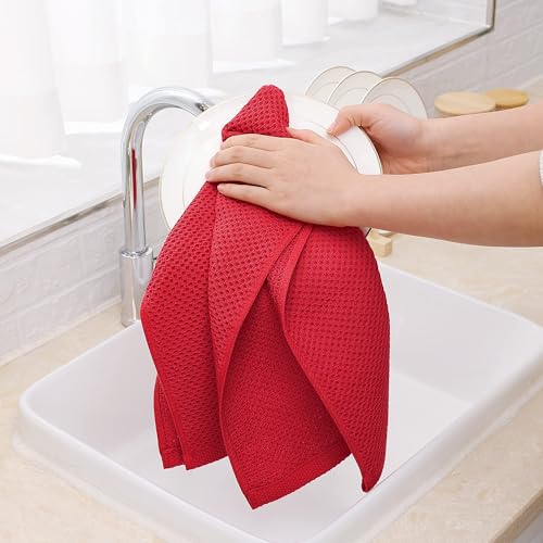 100% Cotton Waffle Weave Kitchen Dish Towels 4 (4 Count)