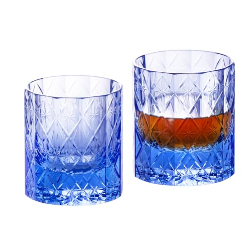 Crystal Whiskey Glasses Set of 2 Hand Blown Old Fashioned Glasses