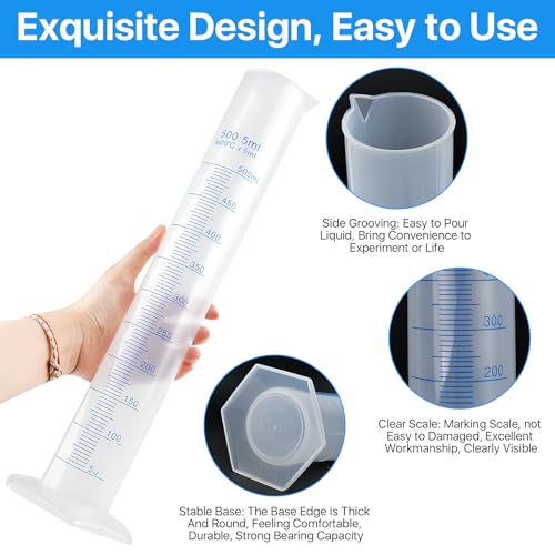 4 Packs 500ml Plastic Graduated Cylinder