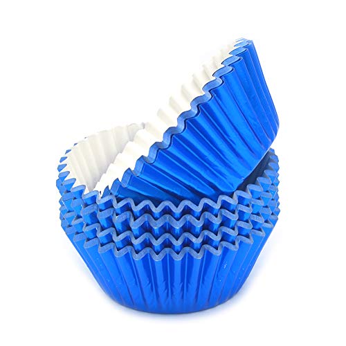 Standard Blue Foil Cupcake Liners Muffin Baking Cups for Party and More (100 Count)