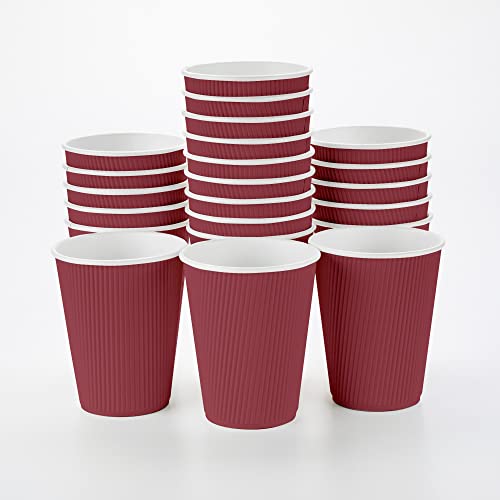 Ripple Wall Coffee Cups 500 Count 12 Ounce Insulated Crimson Paper Cups