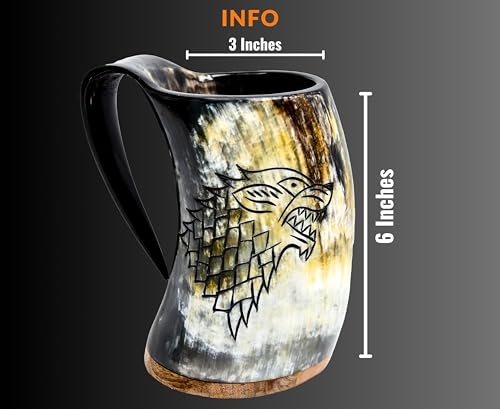 Viking Drinking Fenrir Engraving Horn Mug
