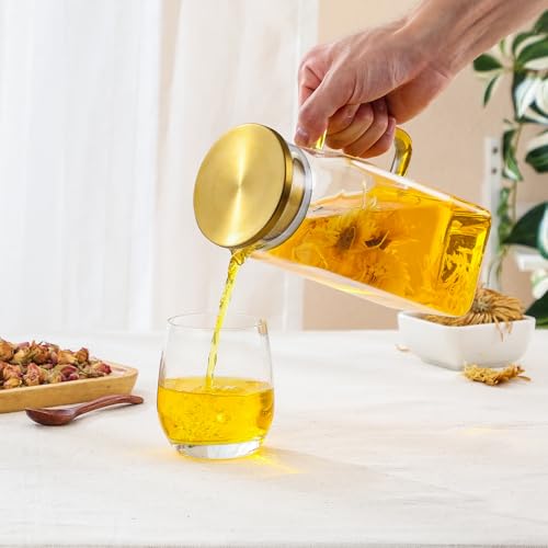 40 oz 1.2Liter Square Glass Pitcher with Lid and Spout