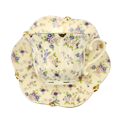 Country Roses Bone China Tea Cup and Saucer Set (3 Count)