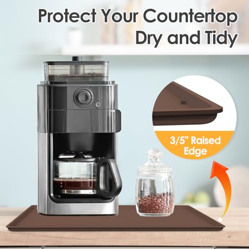 Silicone Coffee Maker Mat with Lip for Countertops