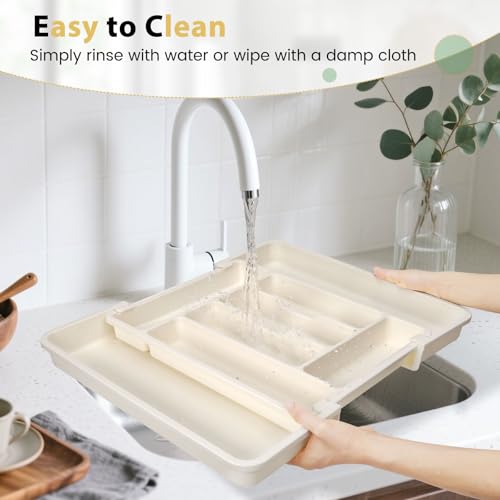 Large Silverware Organizer Tray for Kitchen Drawer Utensils Thicker