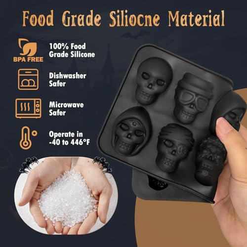 Skull Silicone Molds Halloween 2 Pack 10 Cavity for Chocolate Candy