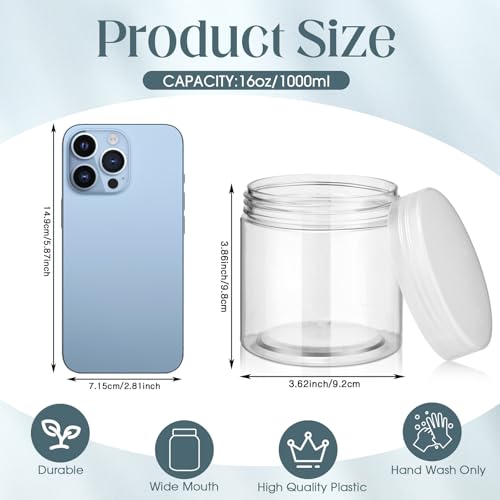 4 Pcs Plastic Jars Wide Mouth with Lids (4 Count)