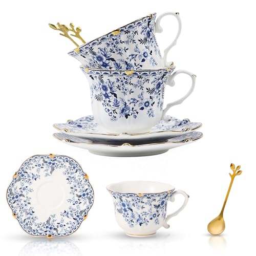 Country Roses Bone China Tea Cup and Saucer Set (6 Count)