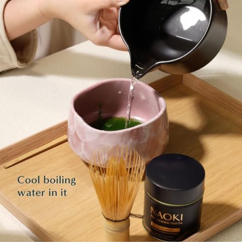 Traditional Ceramic Chawan Matcha Tea Bowl with Pour Spout Set