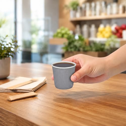 Ripple Wall Coffee Cups 500 Count 4 Ounce Insulated Gray Paper Cups