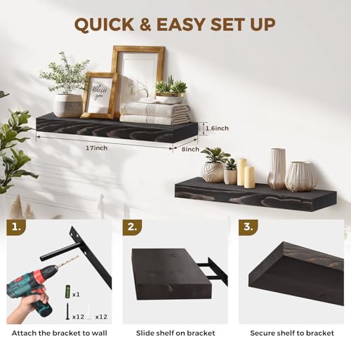 Solid Wood Floating Shelves (2 Count)