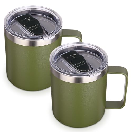 14oz Insulated Stainless Steel Coffee Mug with Lid Bulk 2 Pack (2 Count)