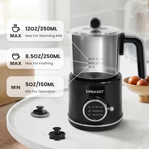 Milk Frother Warmer 3in1 Electric Milk Steamer Stainless Steel Foam Maker