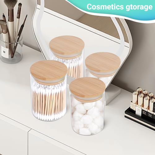 2 Pack Glass Qtip Holder Dispenser for Cotton Ball (2 Count)