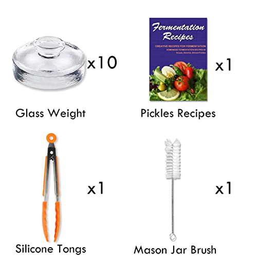 10 Pack Glass Fermentation Weights with Easy Grip Handle and Unique Texture Design for Large Wide Mouth Mason Jars (10 Count)