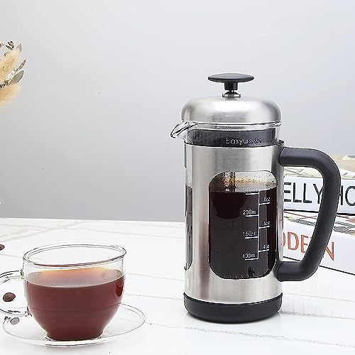 Stainless Steel French Press 12 oz Coffee Tea Maker with Soft Grip Handle