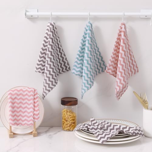 12 Pack Wave Coral Velvet Dish Cloths (12 Count)