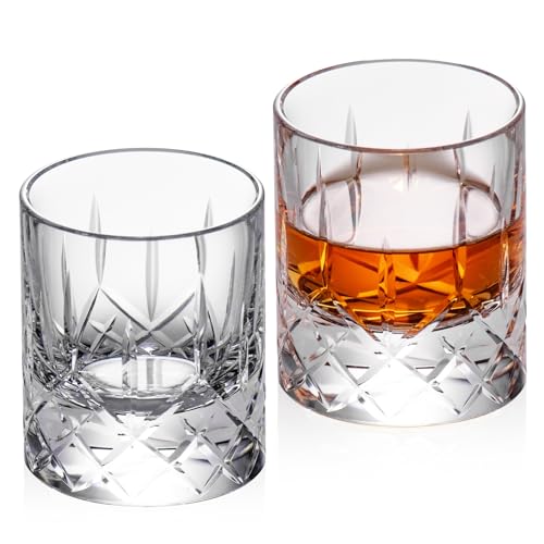 Crystal Whiskey Glasses Set of 2 Handcrafted Old Fashioned Glasses (2 Count)