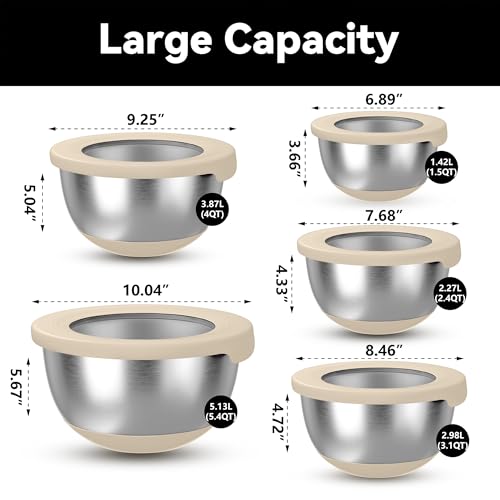 Stainless Steel Mixing Bowls with Lids (5 Count)