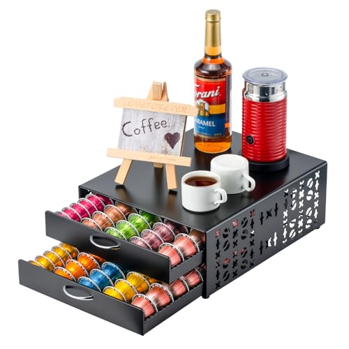 for Vertuo Pod Holder Coffee Pod Storage for Nespresso Pod Organizer Large Capacity Fits All Size Vertuo Pods 2 Tier Drawer