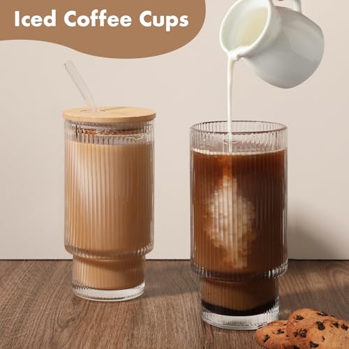 Glass Cups with Bamboo Lids and Straws (2 Count)