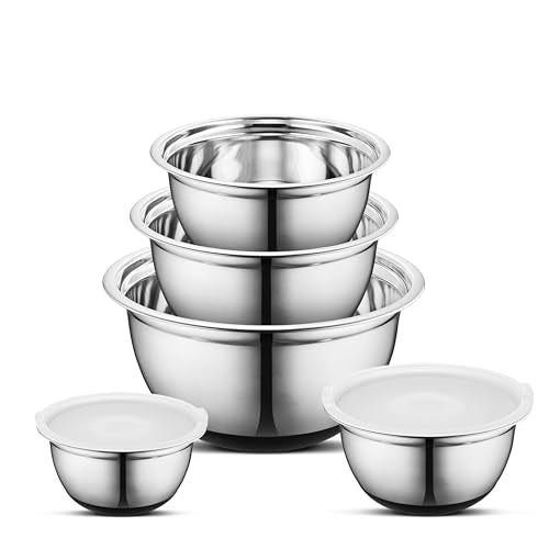 Premium Stainless Steel Mixing Bowls with Lids Non (5 Count)