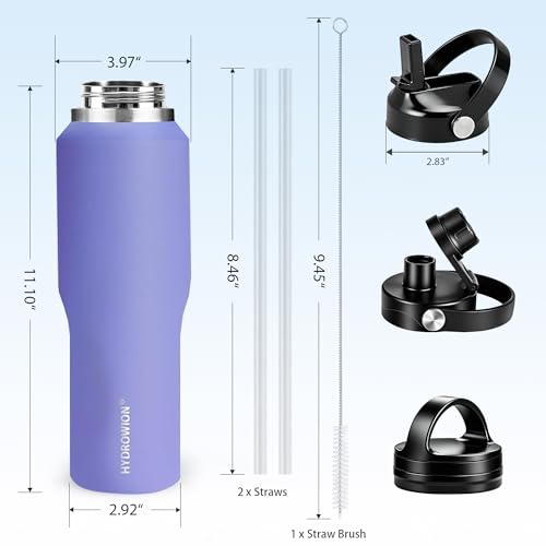 40 oz Insulated Water Bottle with Straw fit in Car Cup Holder