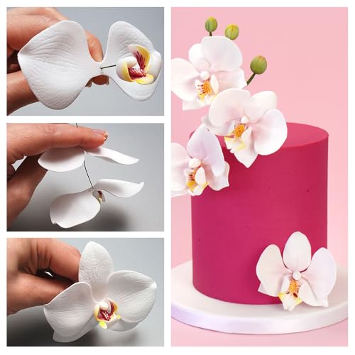 Silicone Veiner Stainless Steel Fondant Cutter Set for Gum Paste Flower Leaf Sugar Craft Tools Cake Decorating Supplies Silicone Veining Molds Moulds for Wedding with Christmas Box