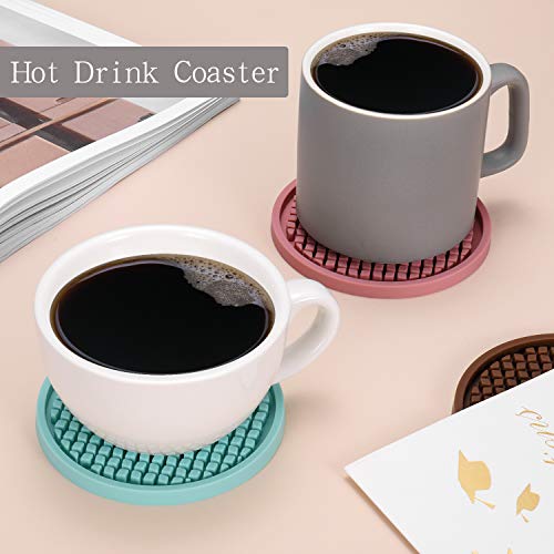 Silicone Coasters [6 Pack] Thickened Drink Coasters with Holder (6 Count)