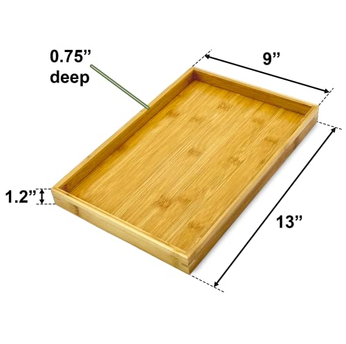 Natural Bamboo Serving Tray Platter 13 x 9 Rectangular
