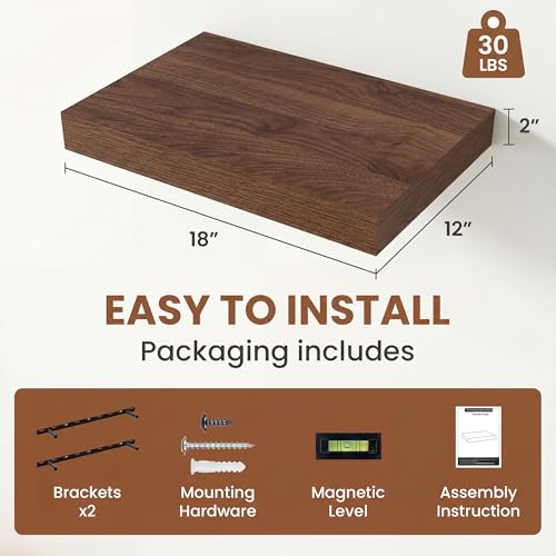 Floating Shelves for Wall 18x12” Set of 2 (2 Count)