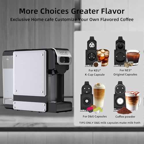 4-in-1 Espresso Capsule Coffee Machine, Single Serve Coffee Maker for K*cup/Nes/DG/Ground Coffee, 19Bar, 1L,ST-550(silver)
