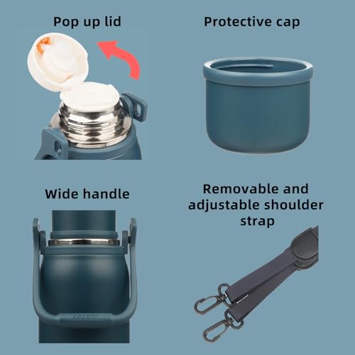 Stainless Steel Insulated Bottle with Handle & Strap