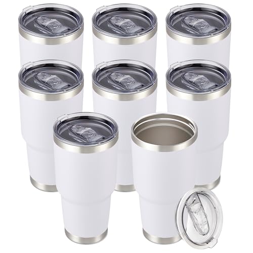 30 oz Tumbler with Lid Stainless Steel Tumblers Bulk (8 Count)