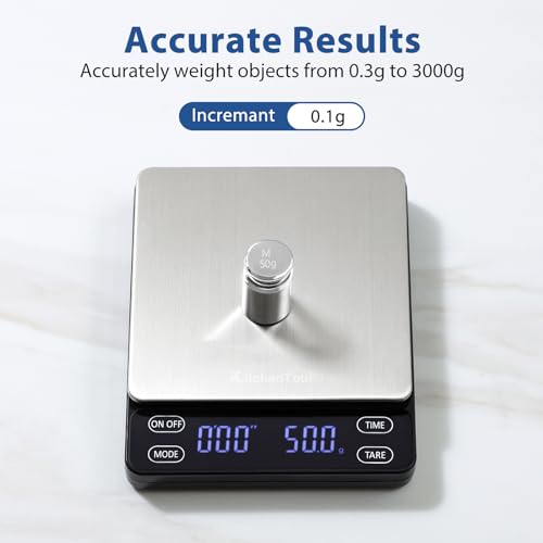 KitchenTour Nano Coffee Scale with Timer 3kg