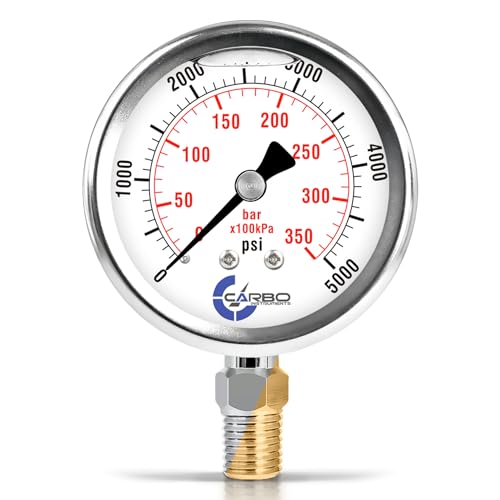 Carbo 5000 PSI Liquid Filled Pressure Gauge with NIST Traceable Certificate
