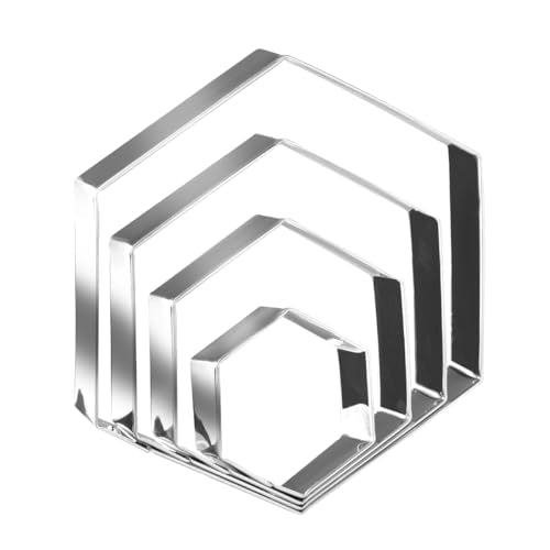 Regular Hexagon Cookie Cutter Set Large Stainless Steel Honeycomb Geometric Frame Plaque Cookie Cutters Shapes Molds 1 Inch Depth (4 Count)