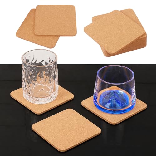 130 Pieces 4 x 4 Inch Cork Coasters for Drinks (130 Count)