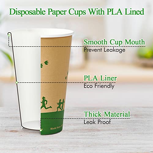 16 oz Compostable Paper Coffee Cups with PLA Lined