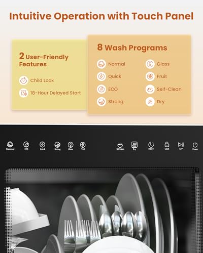 Countertop Dishwasher with Water Softener & Enhanced Energy Efficiency