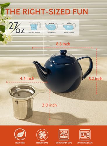 Teapot Porcelain Tea Pot with Stainless Steel Infuser