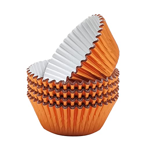 Standard Orange Foil Cupcake Liners Muffin Baking Cups for Party and More (100 Count)