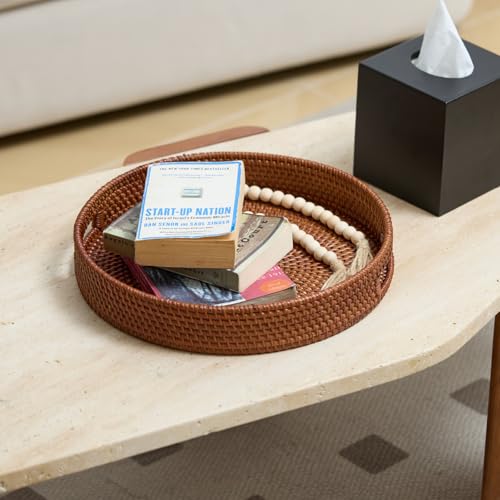 13.8 inch Round Rattan Tray