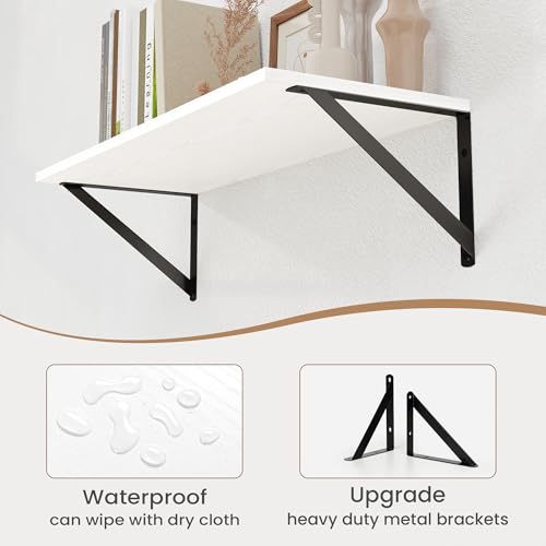 White Deep Floating Shelves for Wall (2 Count)