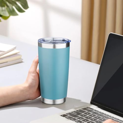 20oz Tumbler with Lid Double Wall Vacuum Insulated Travel Coffee Mug Stainless Steel Thermal Cup Powder Coated Sturdy Coffee Tumbler Bulk for Hot and Cold Beverage (4 Count)