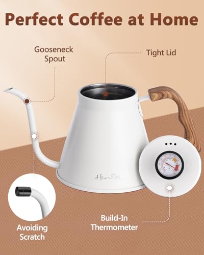 Gooseneck Kettle with Thermometer for Pour Over Coffee and Tea